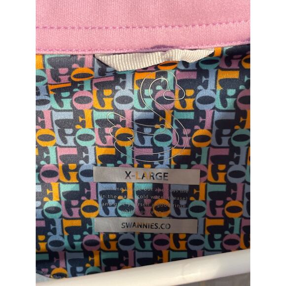 Swannies Men's Golf Polo Shirt Men’s XL Violet All Over Print Performance - Picture 3 of 11